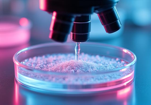 Dettaglio macro di un laboratorio di ricerca farmaceutica